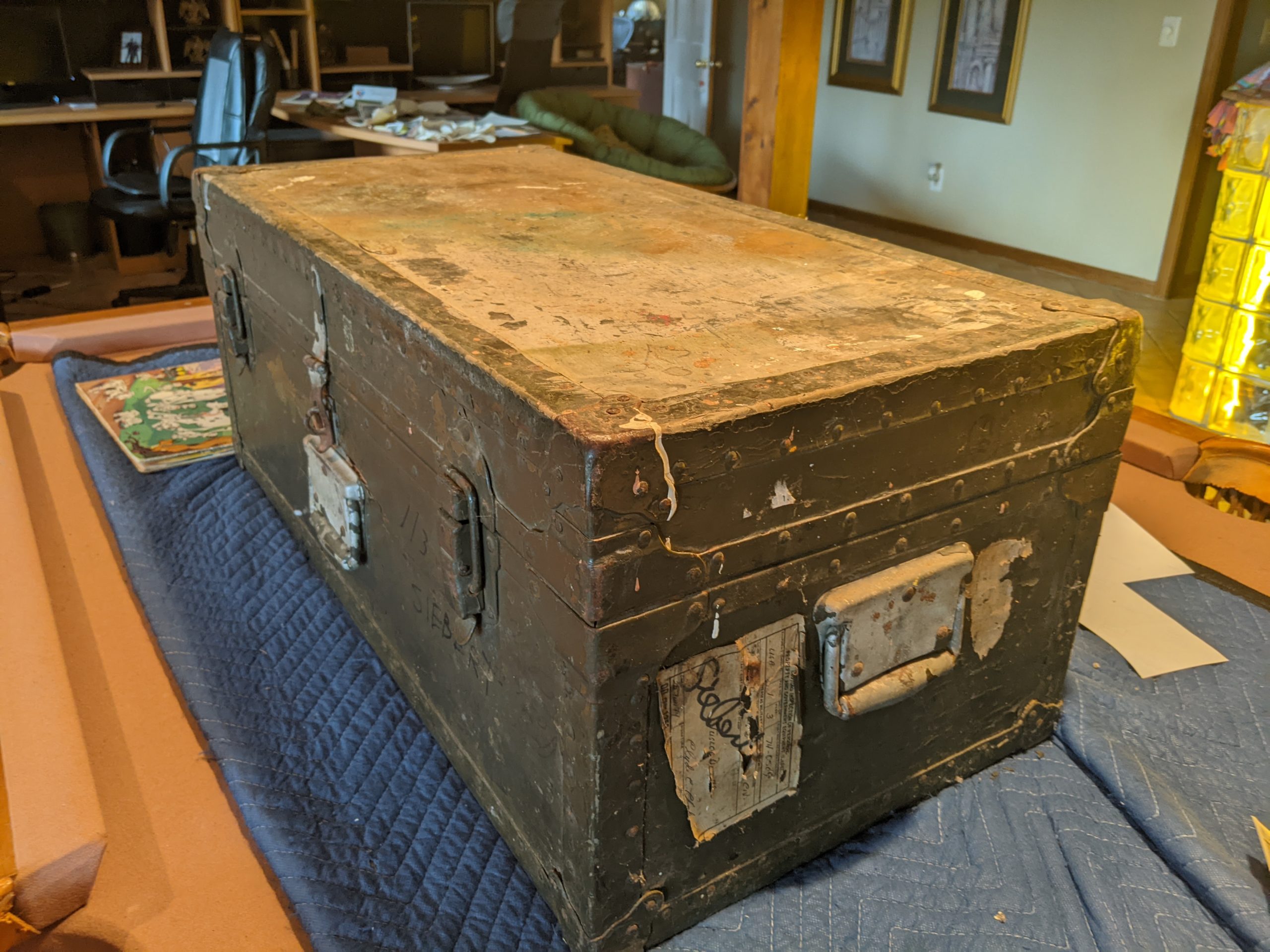 1946 Beals & Selkirk WW2 Military Transport Box Footlocker Trunk